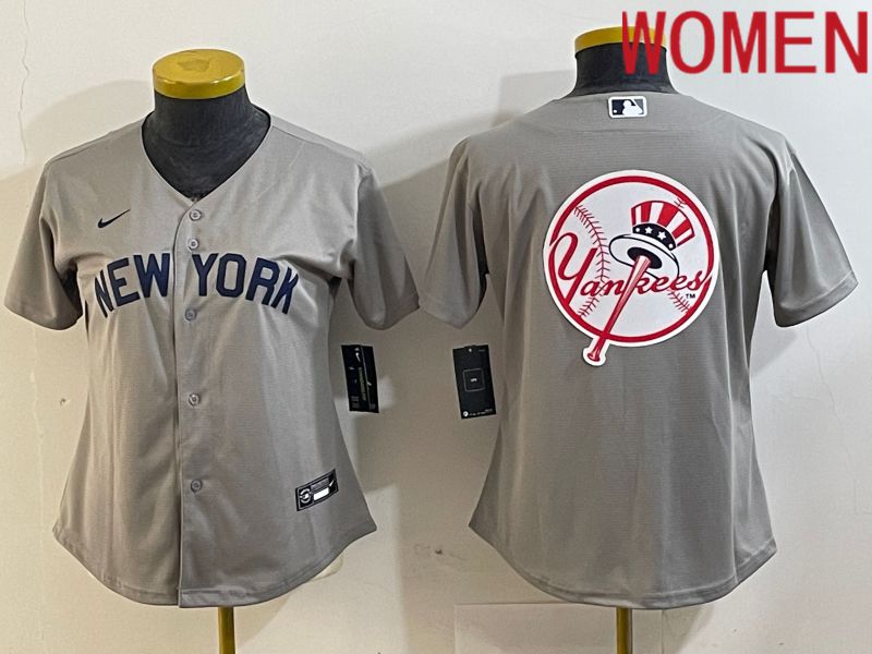 Women New York Yankees Blank Grey Nike Game 2024 MLB Jersey style 3